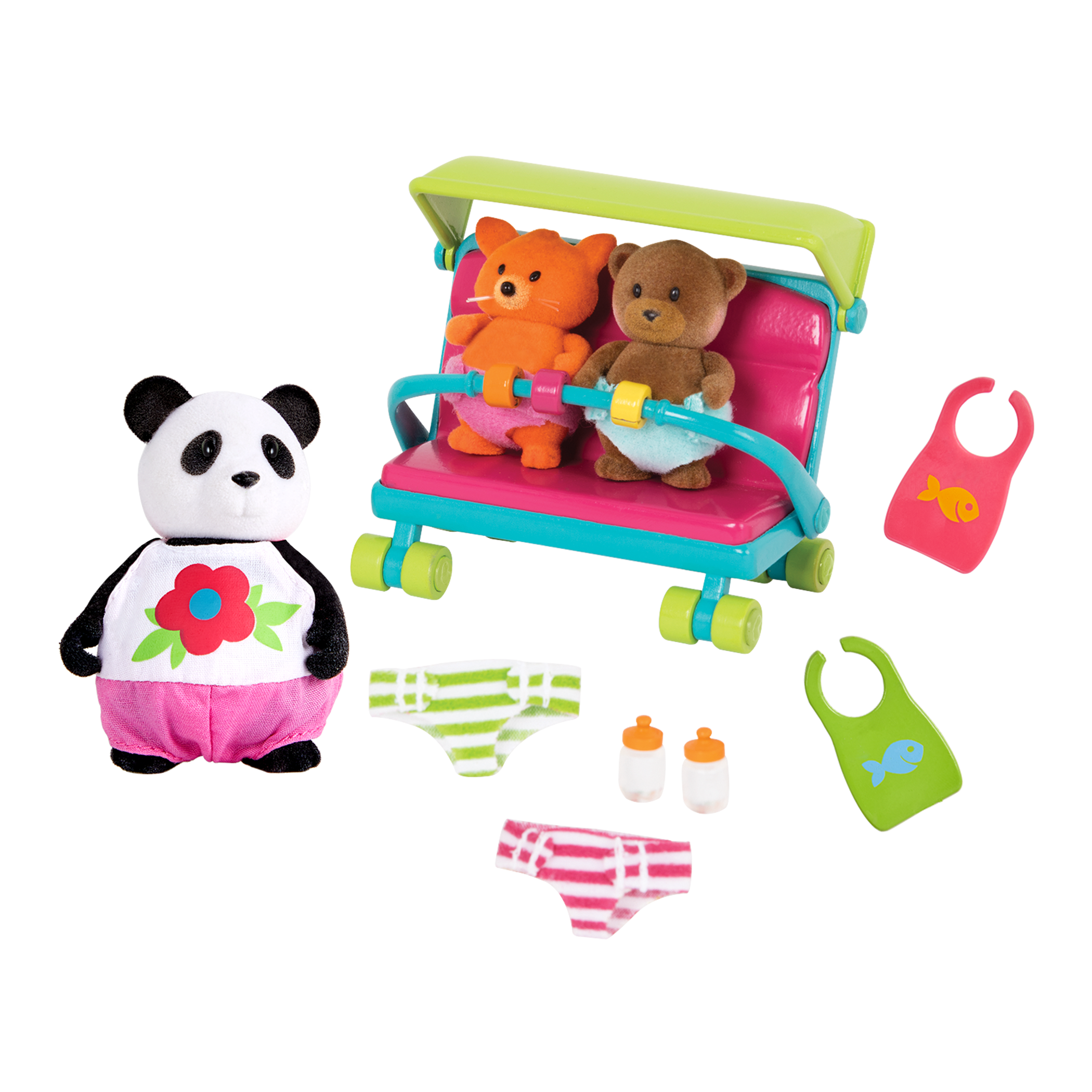 Babysitter playset with panda and baby animal figurines