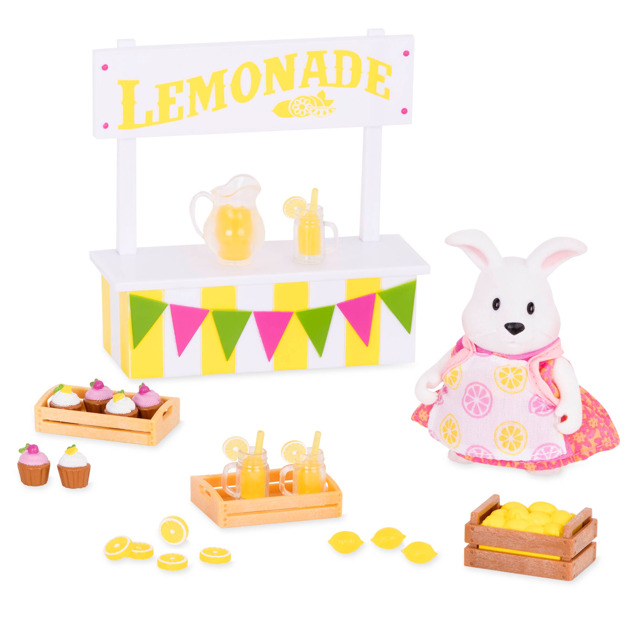 Lemonade stand playset with rabbit figurine