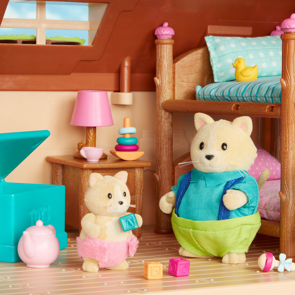 Miniature cat figurine set with storybook