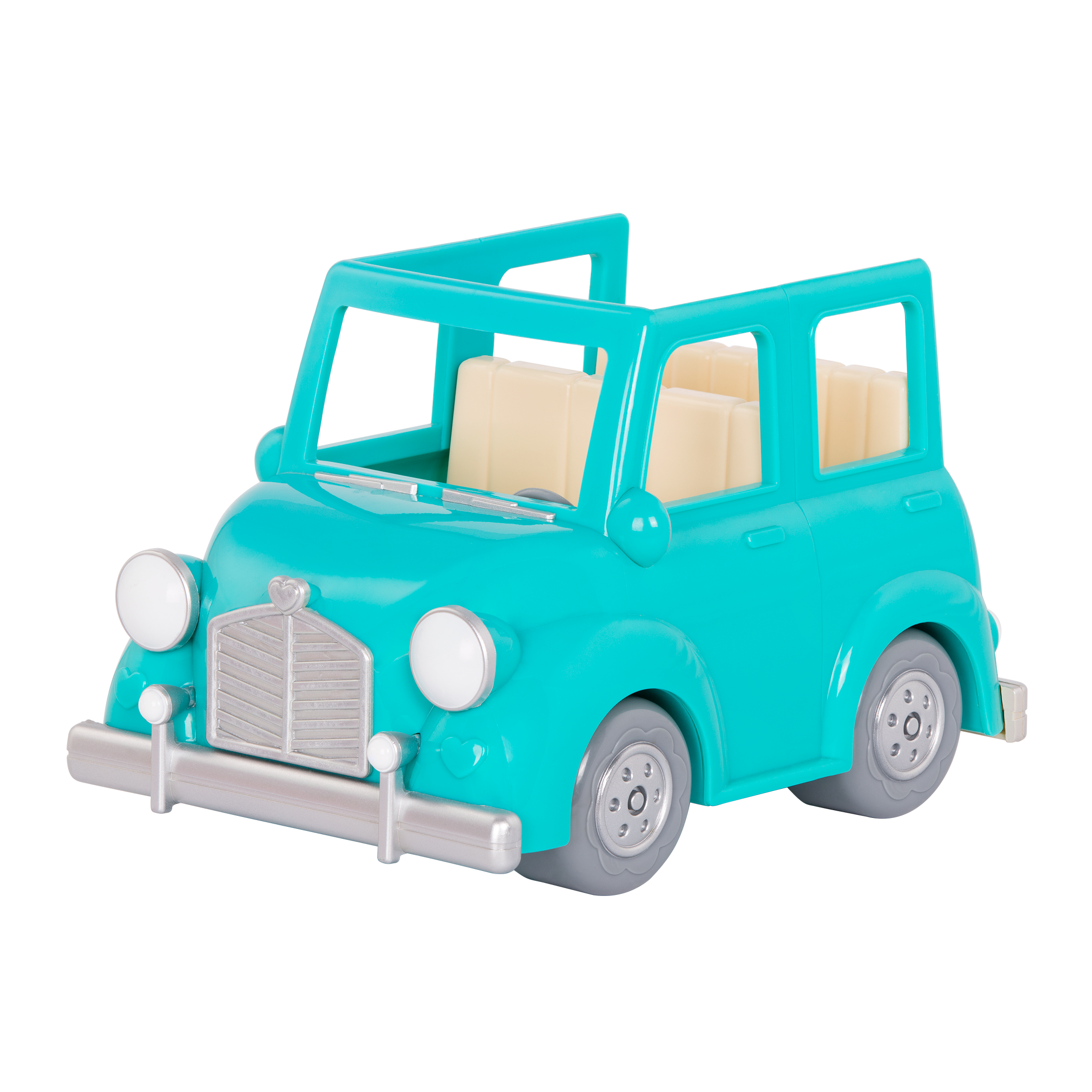 Toy car with mouse figurines inside