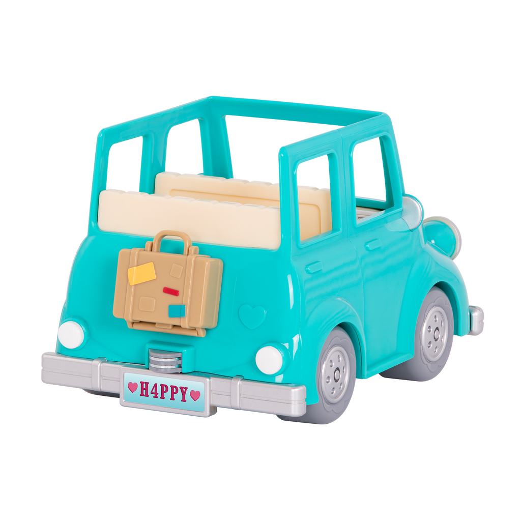 Toy car with mouse figurines inside