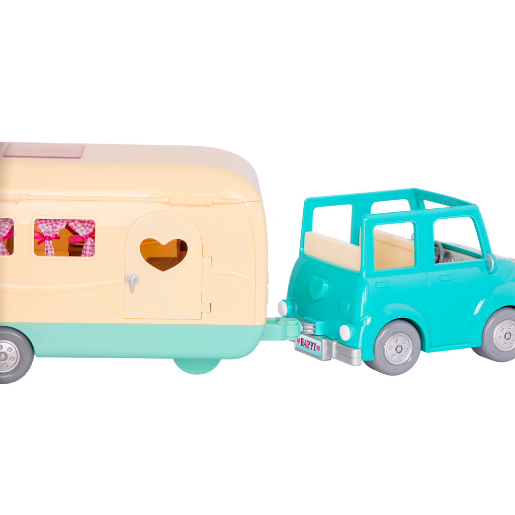 Toy car with mouse figurines inside