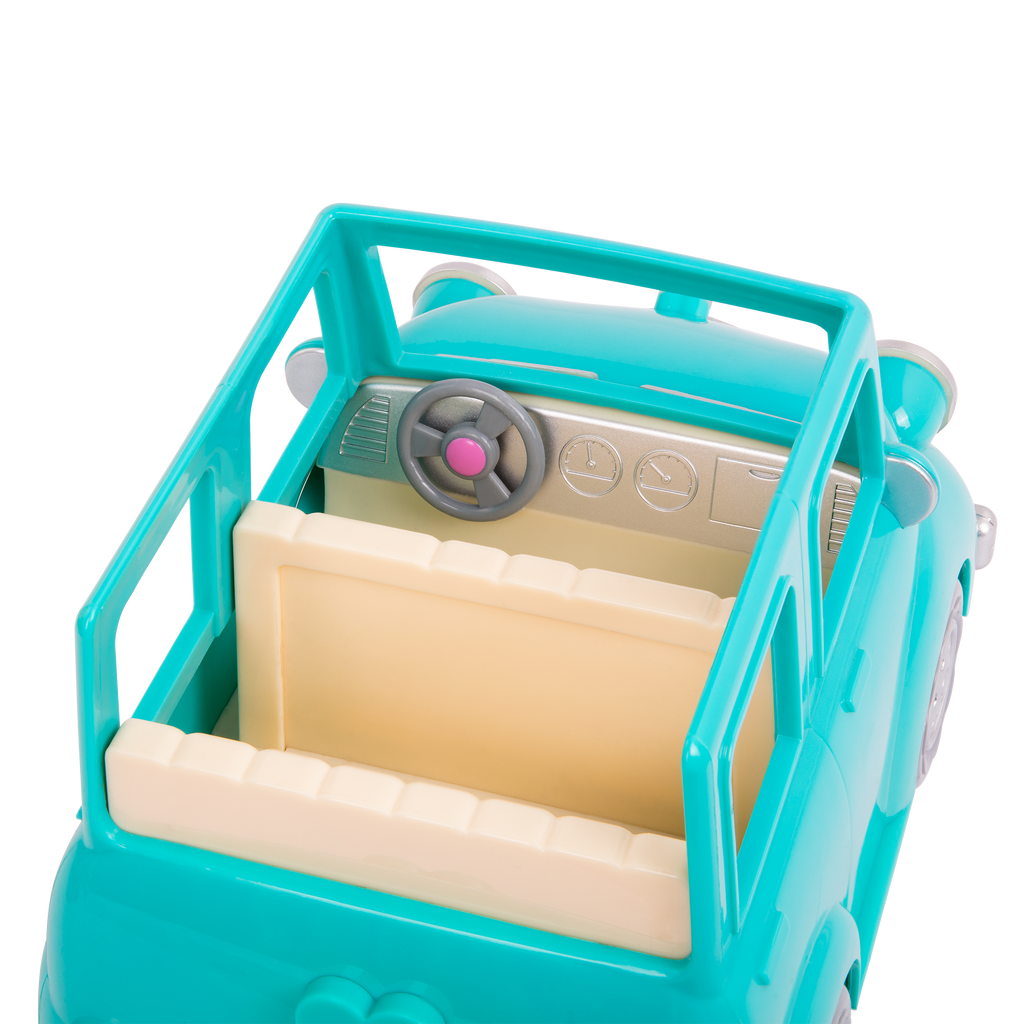 Toy car with mouse figurines inside