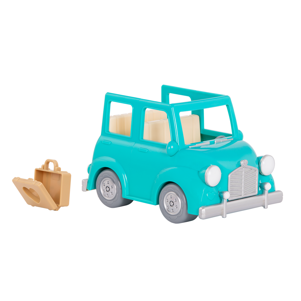 Toy car with mouse figurines inside