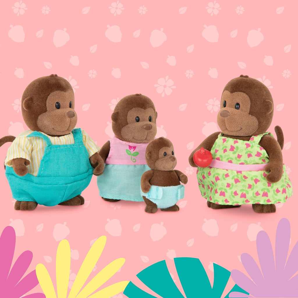 Miniature monkey figurine set with storybook