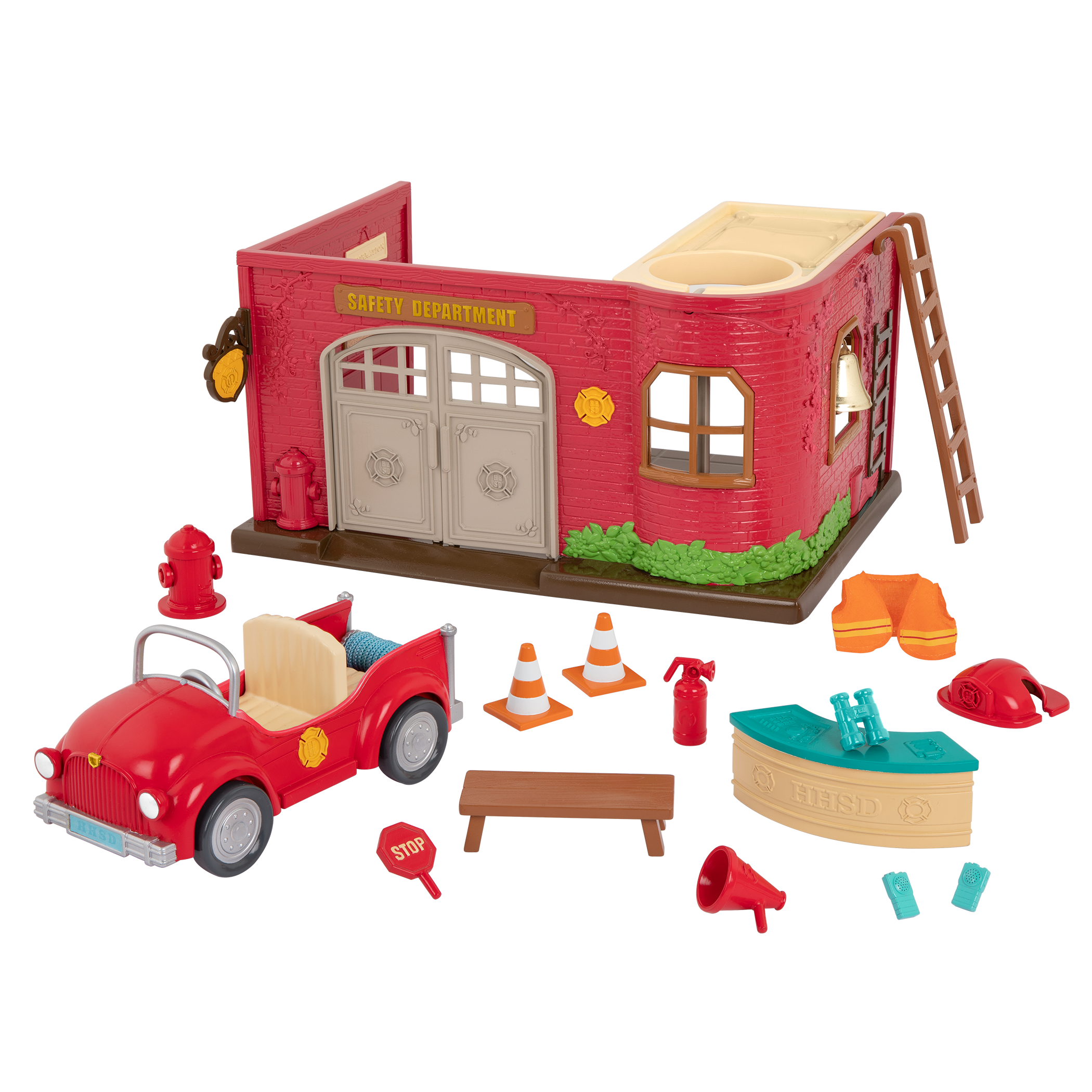 Fire department playset with fire engine