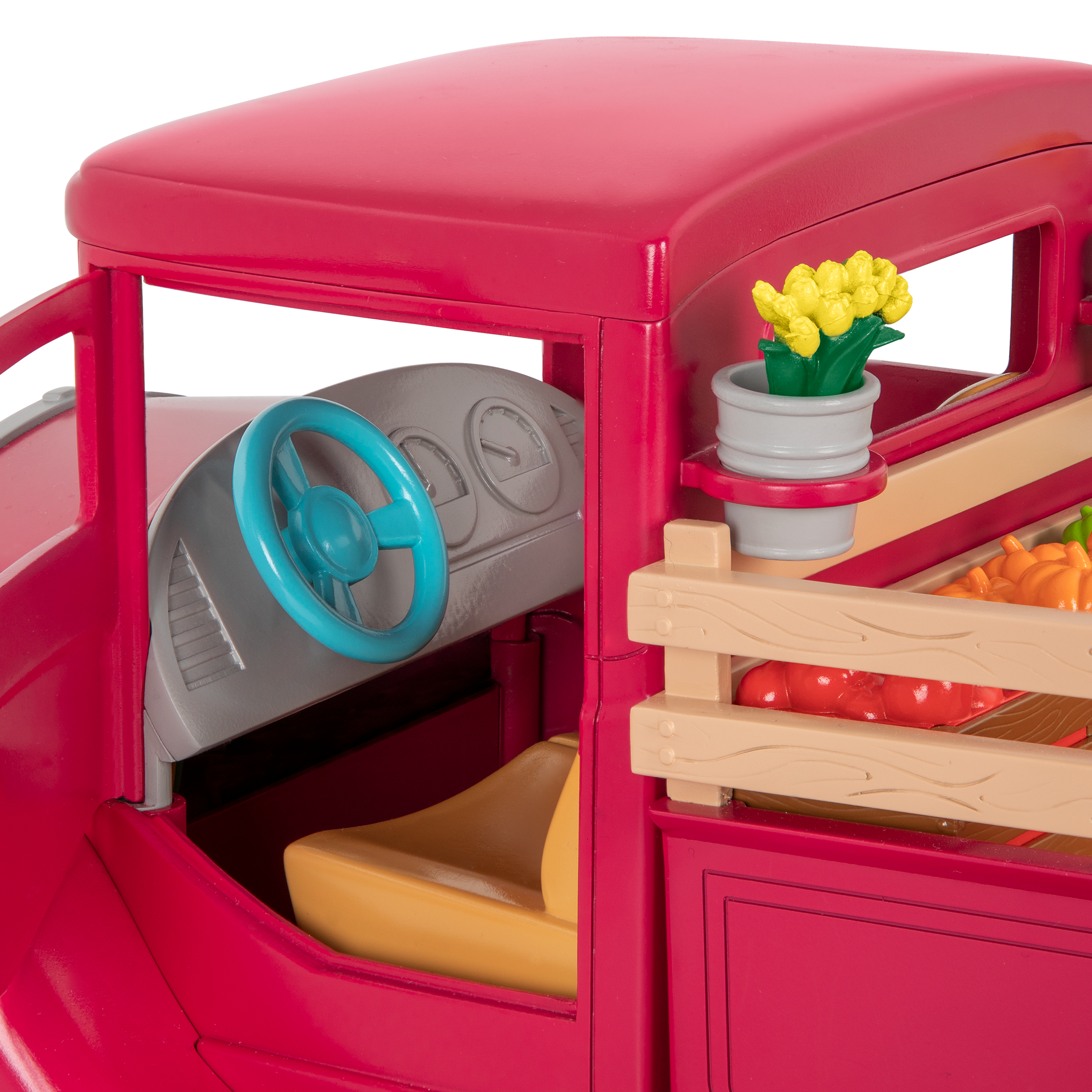 Toy truck with with food and market stand