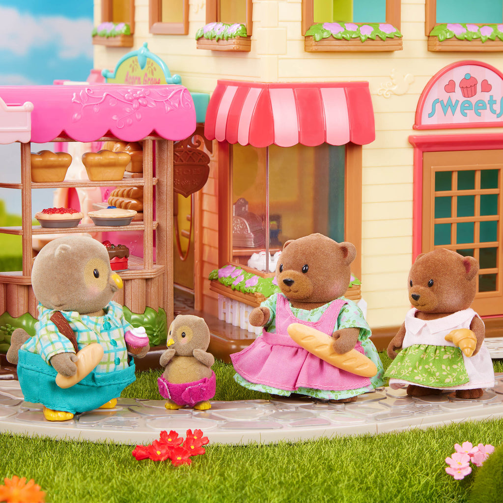 Miniature bear figurine set with storybook