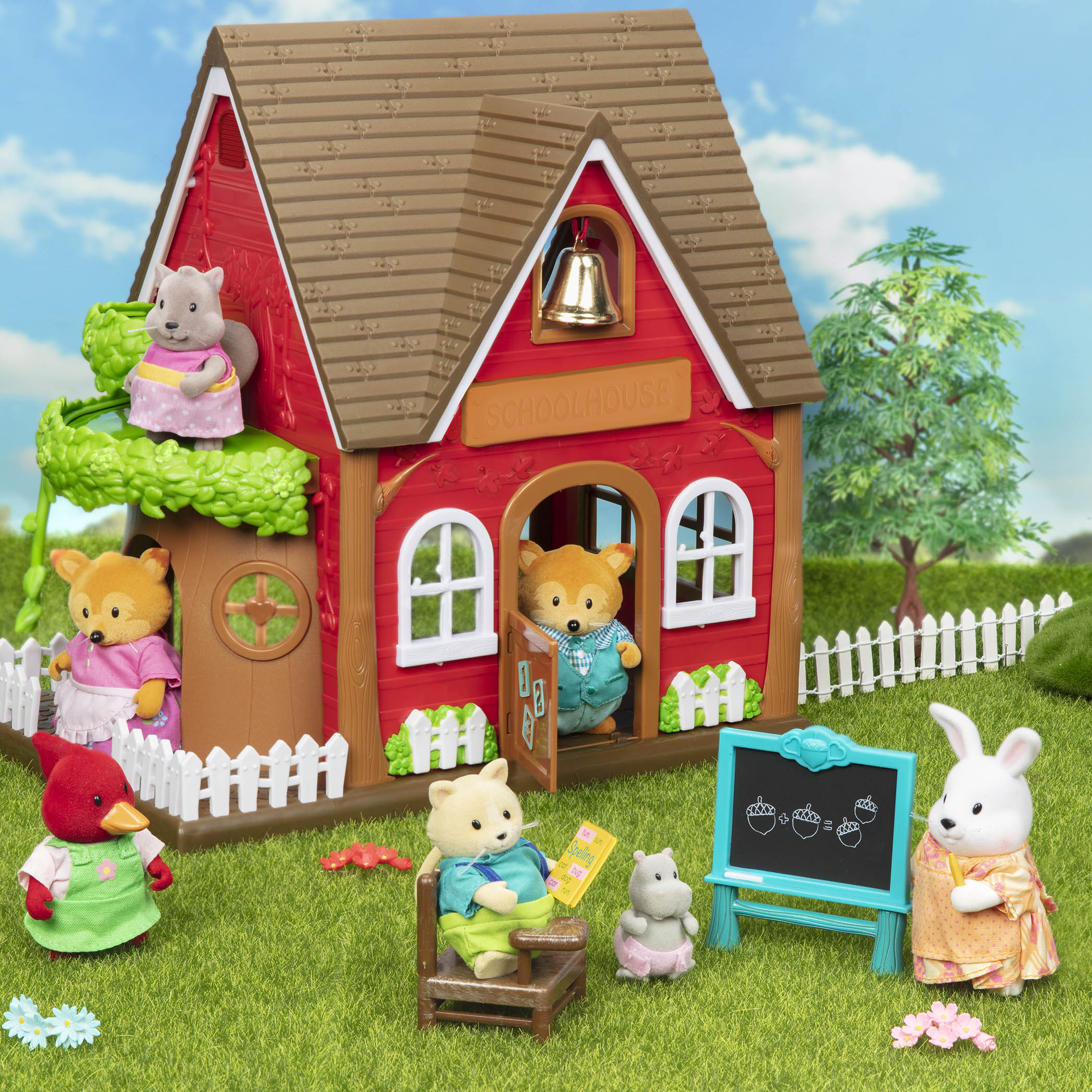 OURS LIPPUトイハウス レッド Lサイズ Woodland Schoolhouse | School Playset with Accessories | Li'l