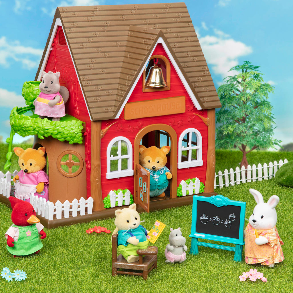 Schoolhouse playset with animal figurines