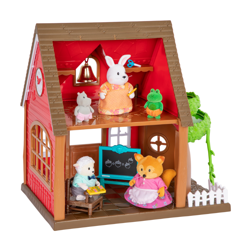 Schoolhouse playset with animal figurines