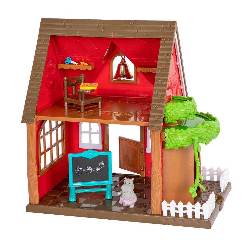 Schoolhouse playset with animal figurines