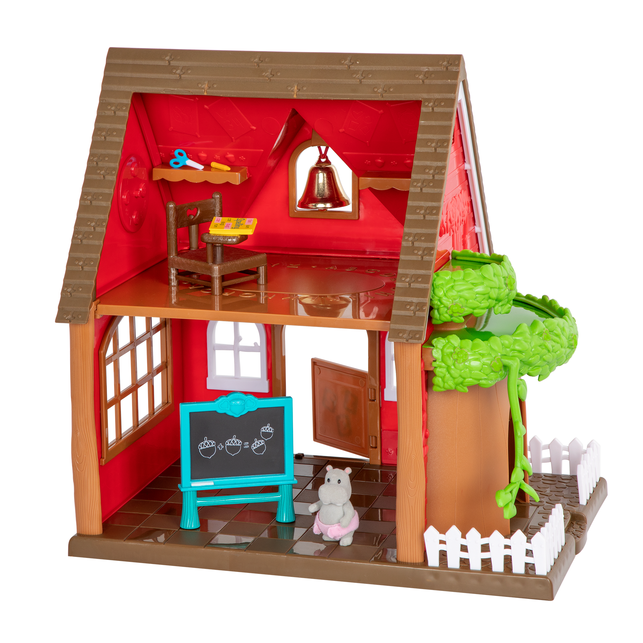 Schoolhouse playset with animal figurines