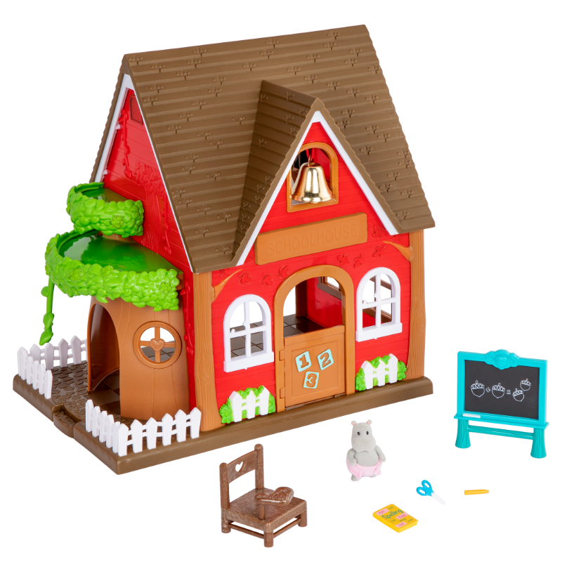 Schoolhouse playset with animal figurines