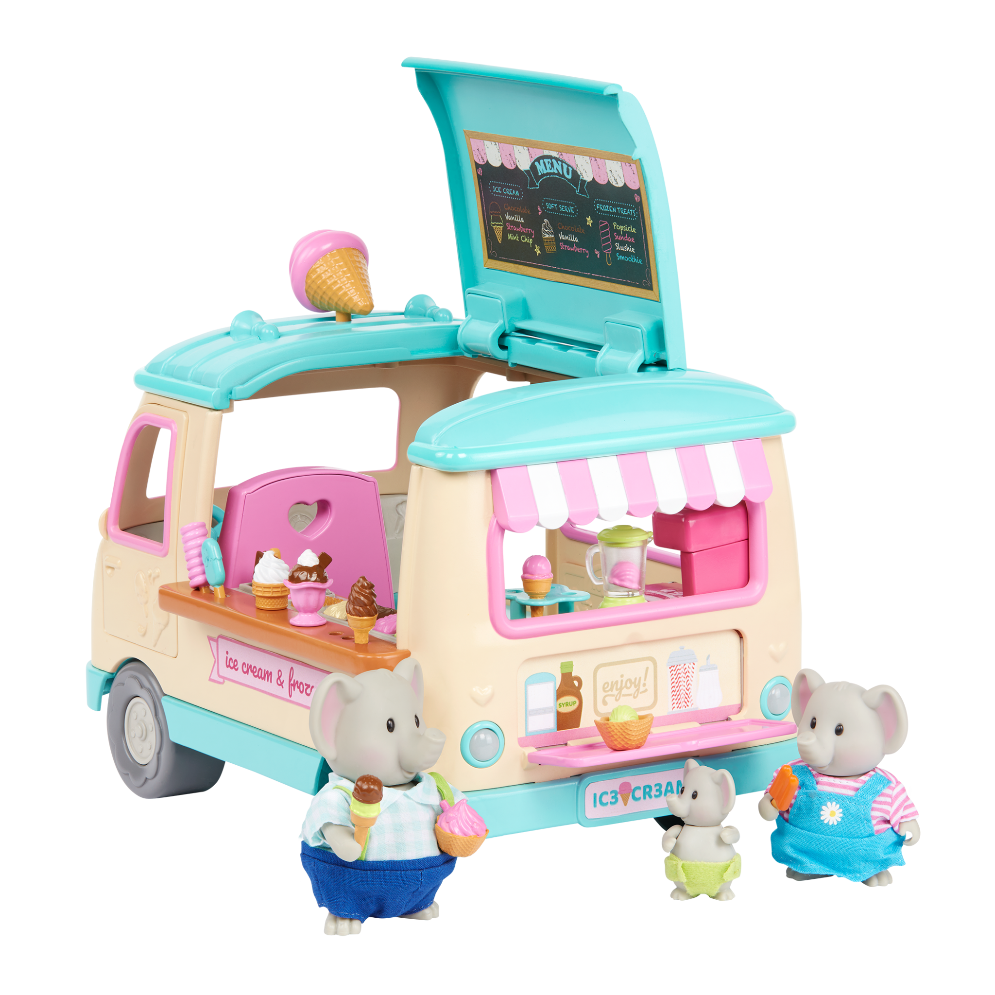 Scoops Ice Cream Truck | Playset with Toy Food | Li'l Woodzeez