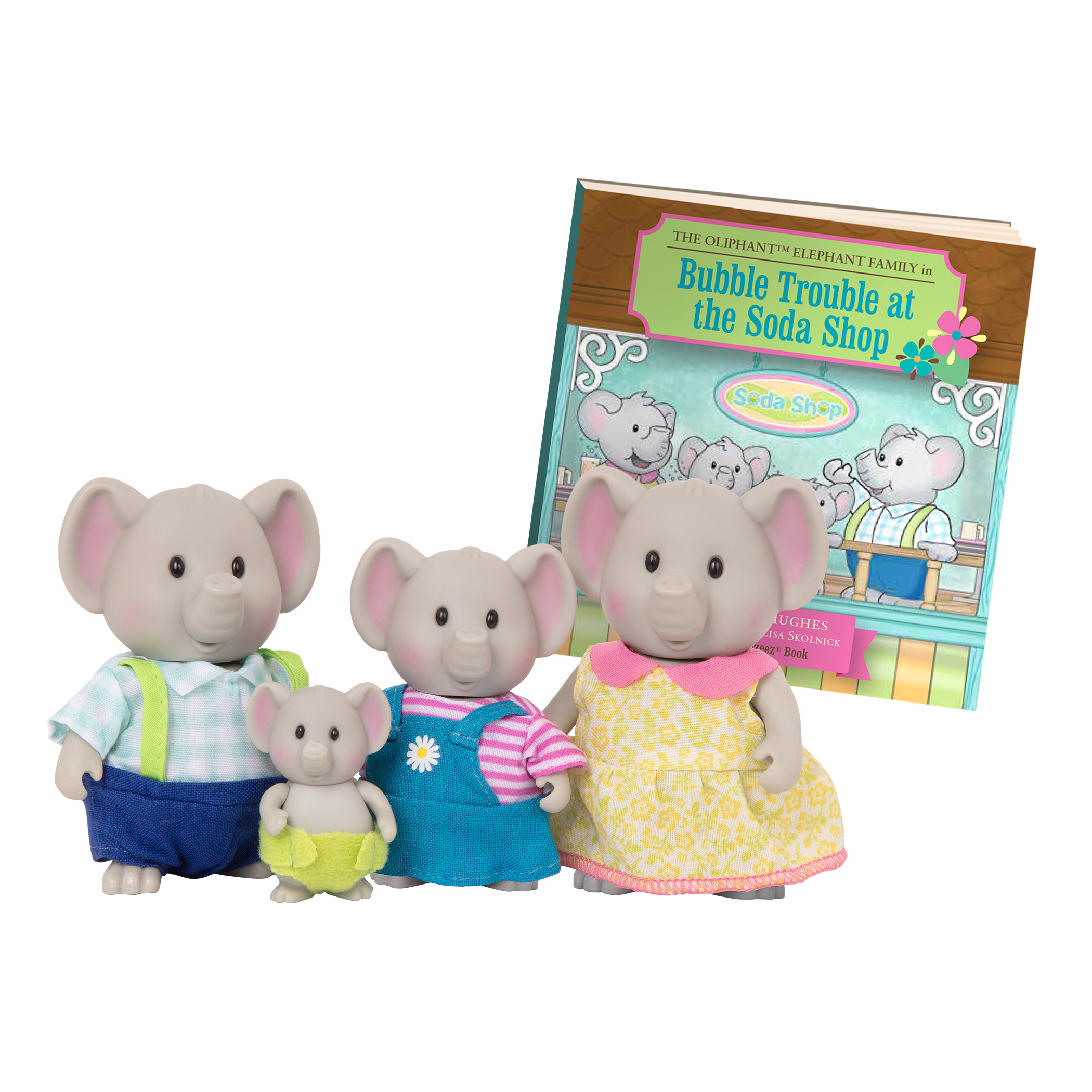 Miniature elephant figurine set with storybook