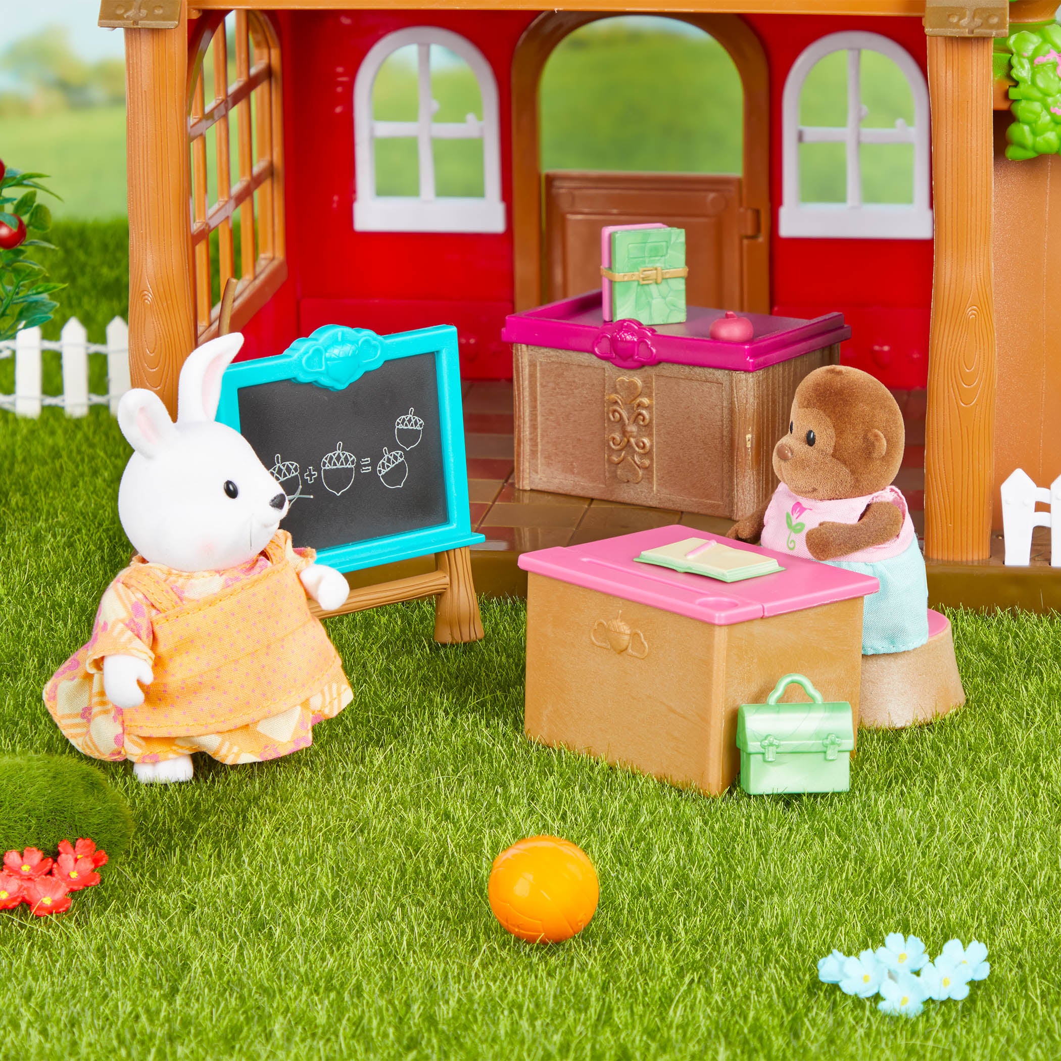 Miniature rabbit figurine set with storybook