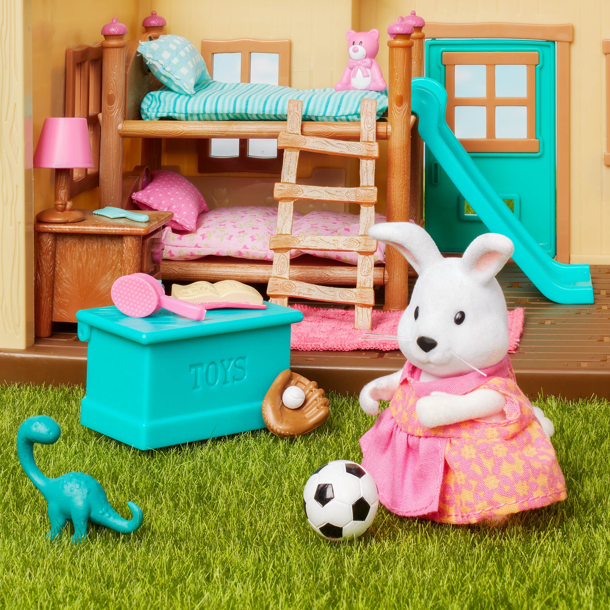 Miniature rabbit figurine set with storybook