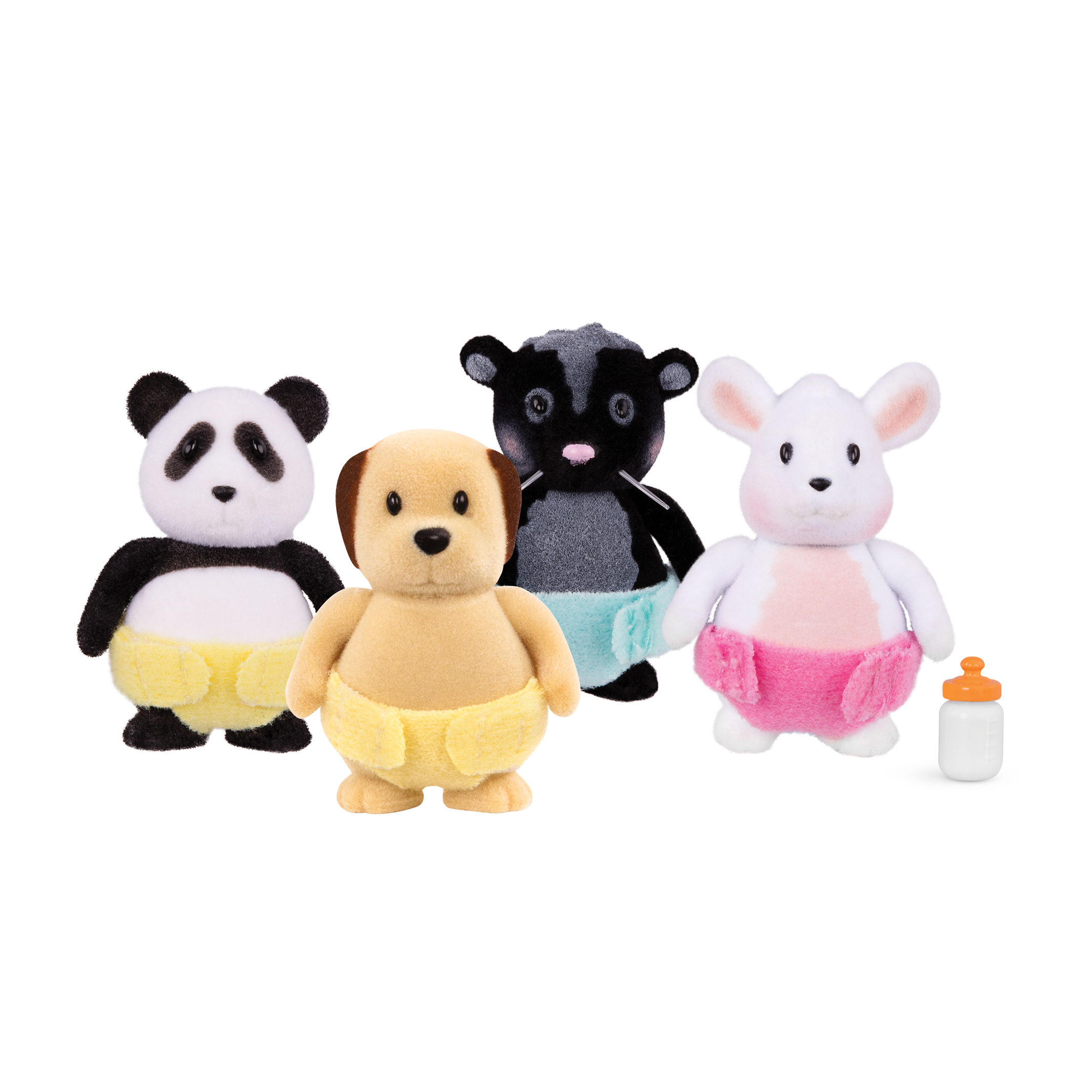Baby animal panda, dog, skunk and mouse