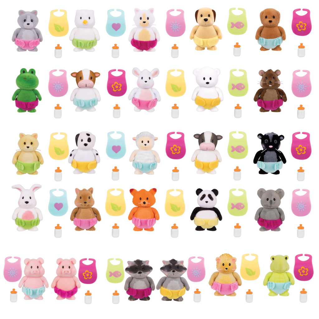 Baby animal panda, dog, skunk and mouse