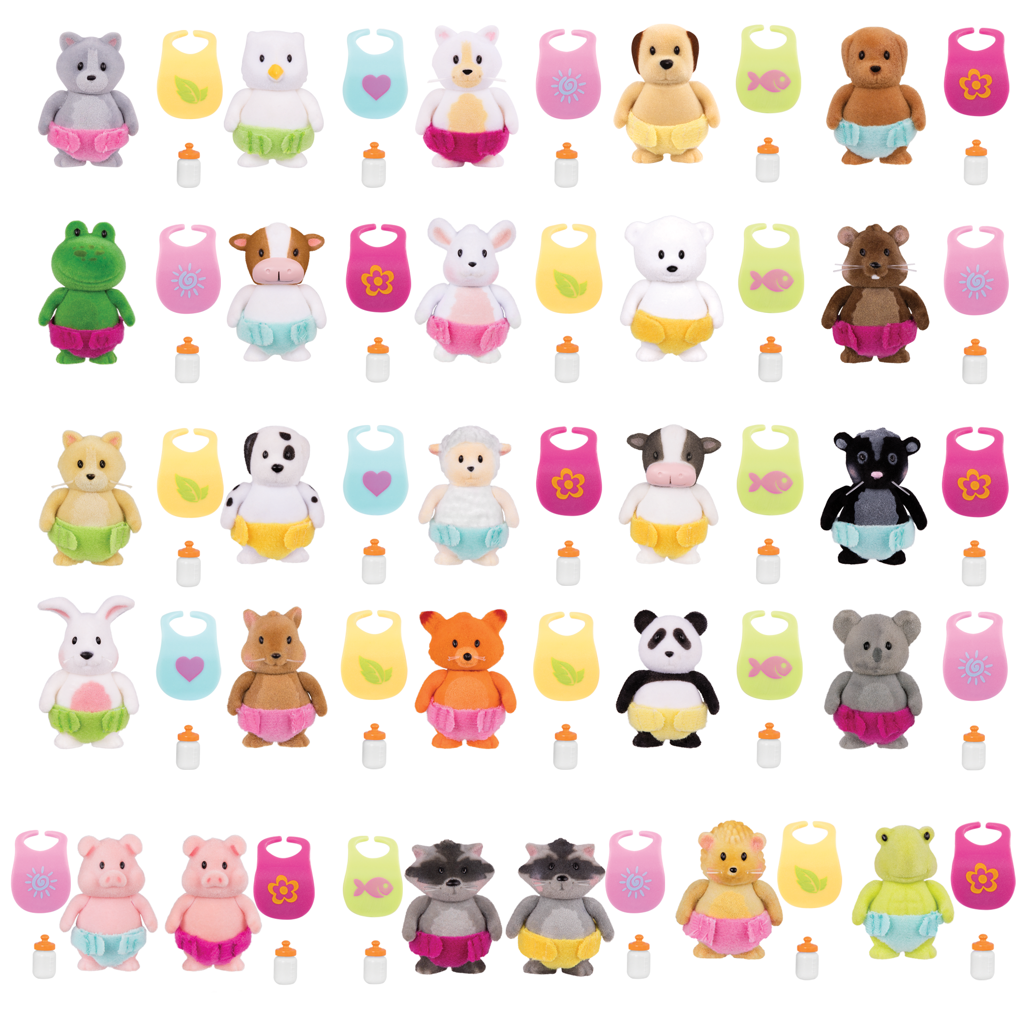 Baby animal panda, dog, skunk and mouse