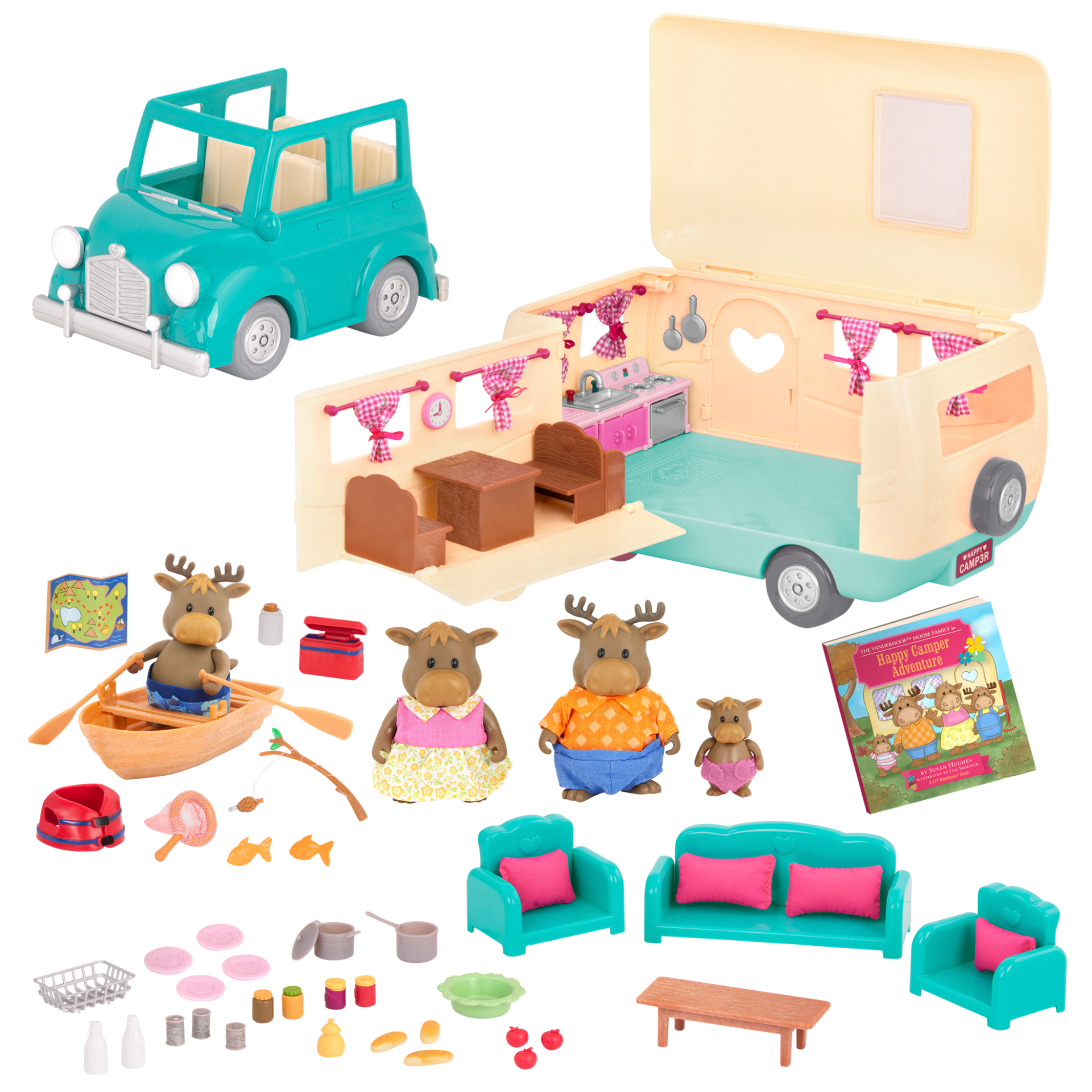 TARPtoTARP WANTKEYCAMP コースターL 新品未使用 Happy Camper Deluxe Playset | Moose Family and Cars | Li'l