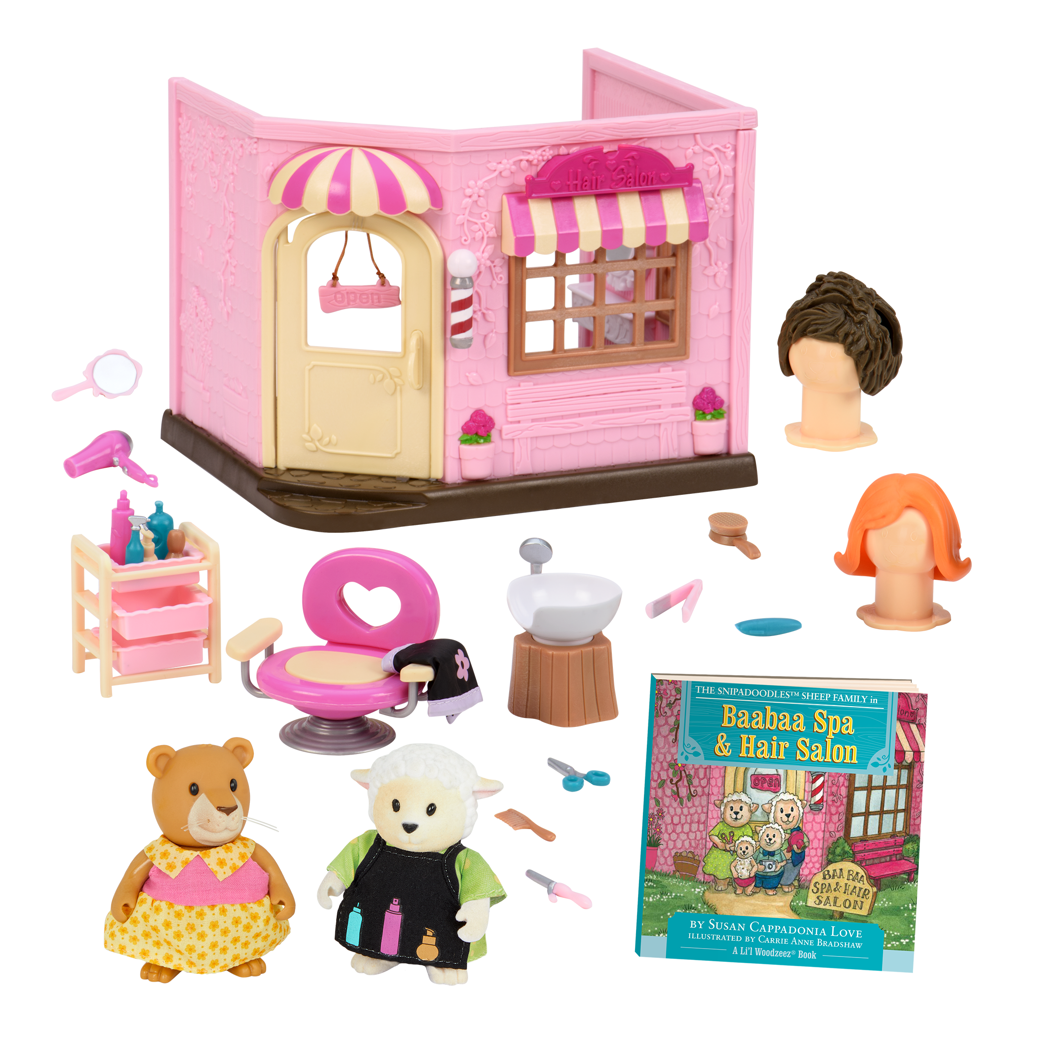 Lil Woodzeez Toy Hair Salon and Figurine Playset