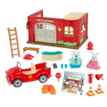 Lil Woodzeez Fire Station Playset with Figurines Storybook