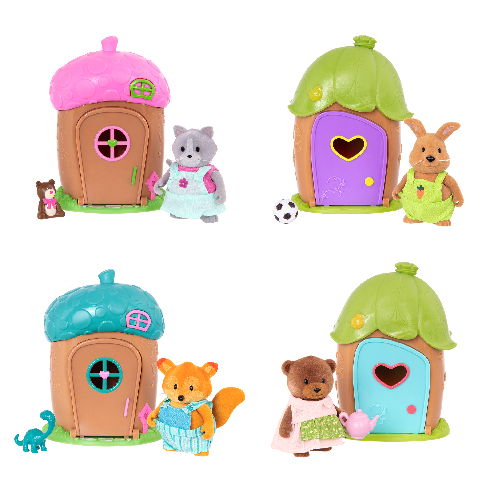 Animal characters and mini acorn houses