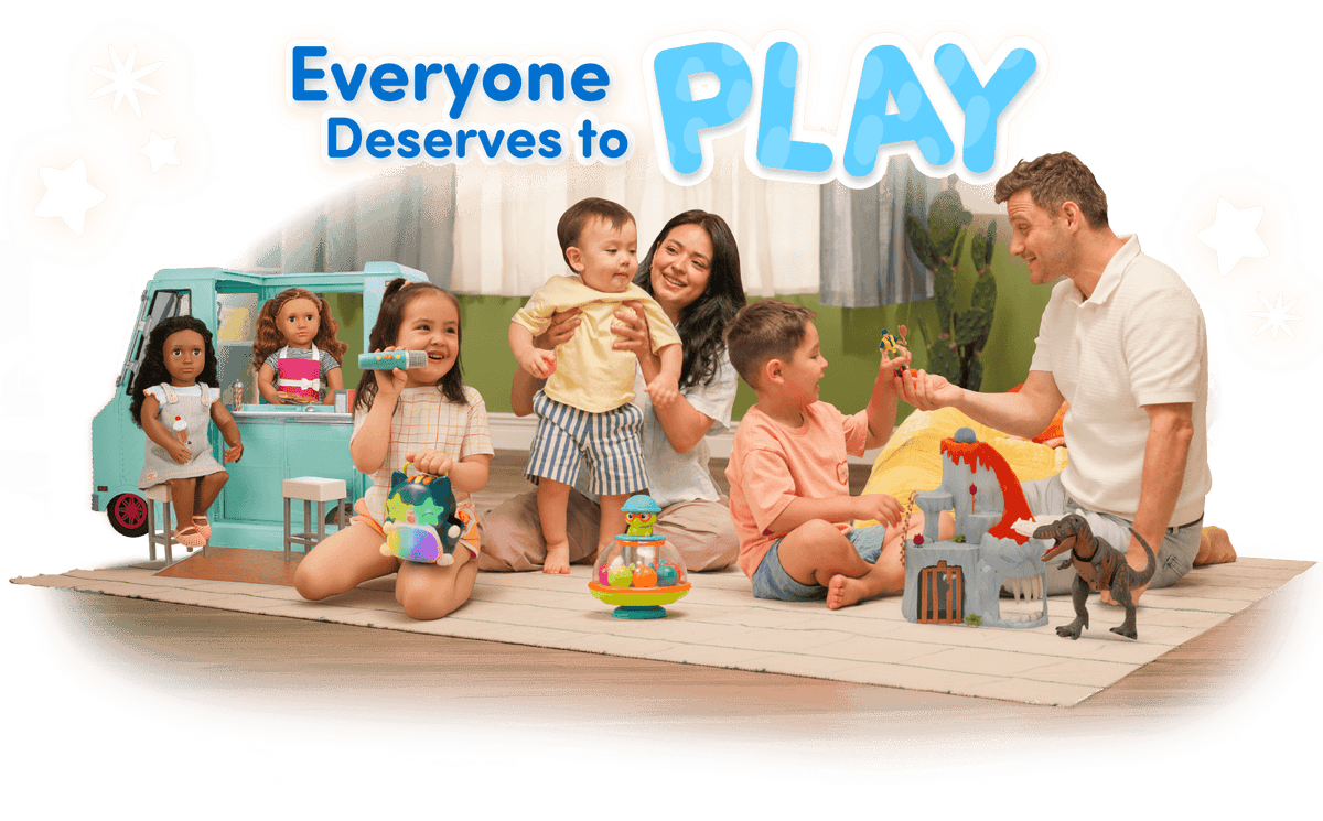 A family playing together with Battat toys.
